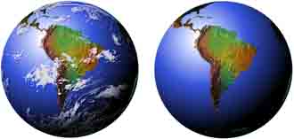 Globe views of the Earth from many strategic points